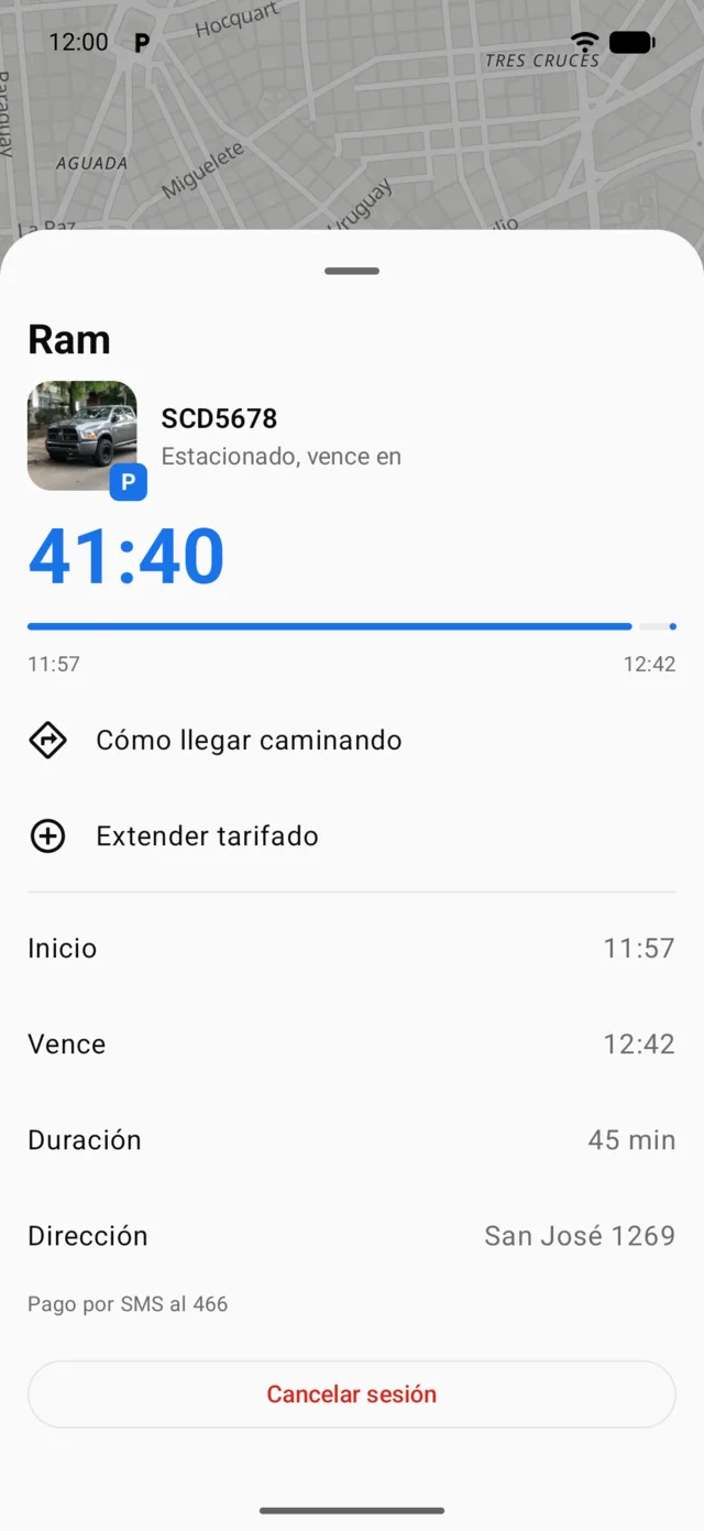Un estacionamiento tarifado en curso