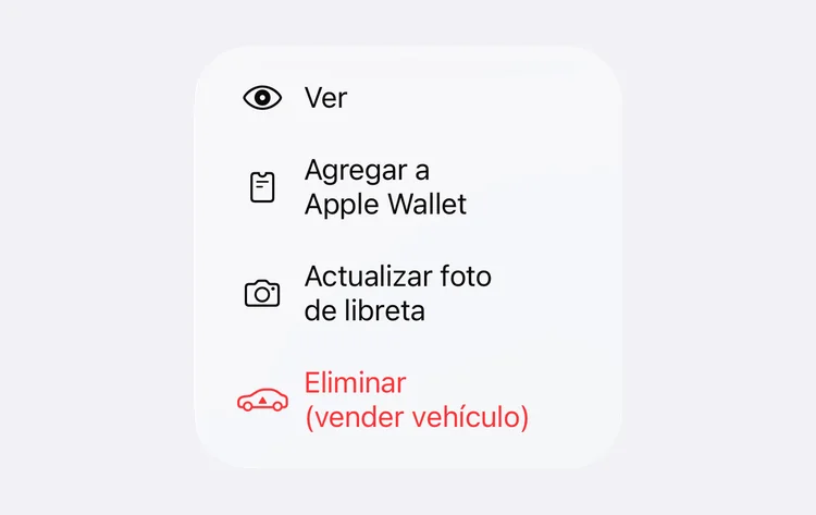El menú de una libreta con Agregar a Apple Wallet